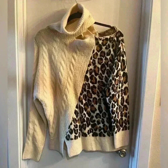 Witty Fox Young Contemporary Sweater Animal Leopard Print Size Large - Picture 2 of 2